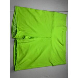 Fabletics PowerHold Neon Lime Green Lattice Back Biker Shorts Women Size Medium